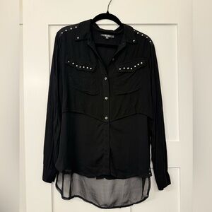 Miss Me Black Studded Button Down Shirt